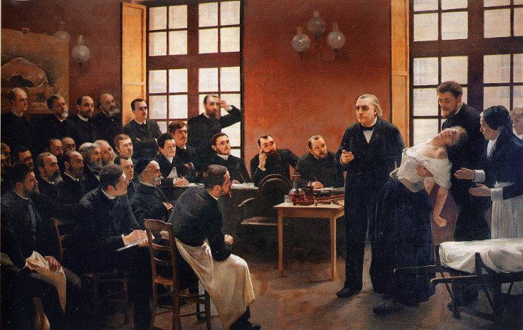 Este cuadro de Brouillet representa una clase sobre histeria en el hospital clínico Salpêtrière en 1887